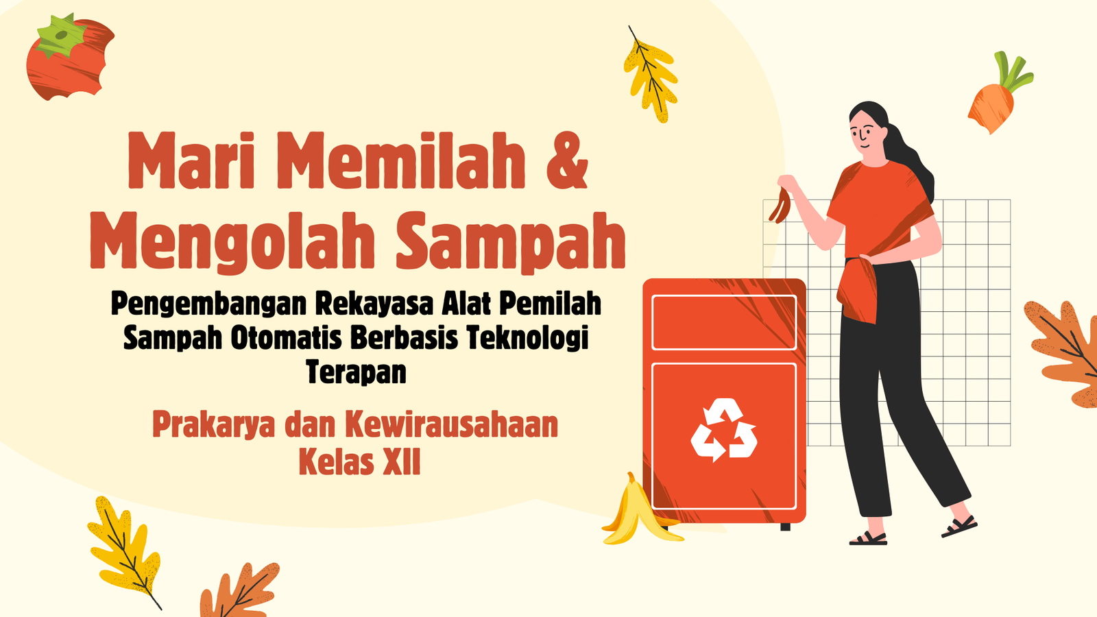 Oranye Krem Ilustratif Pengelolaan Sampah Presentasi